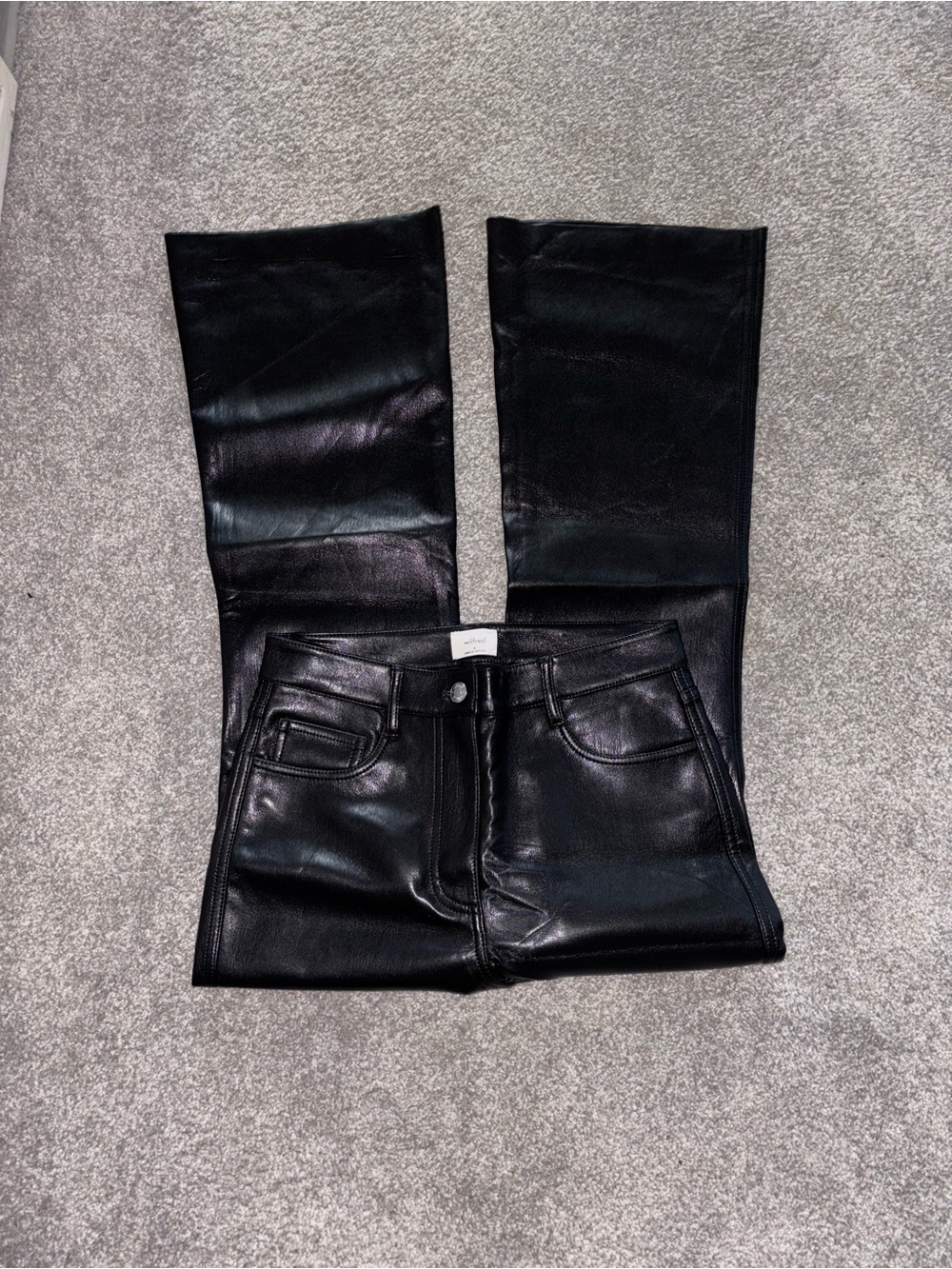Size 4- Wilfred Aritzia Black Faux Leather Women’s Flared Pants